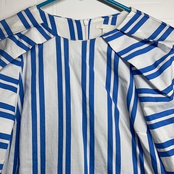 H&M - Blue & White Stripe Cotton Shirt Size XS - Picture 8 of 11